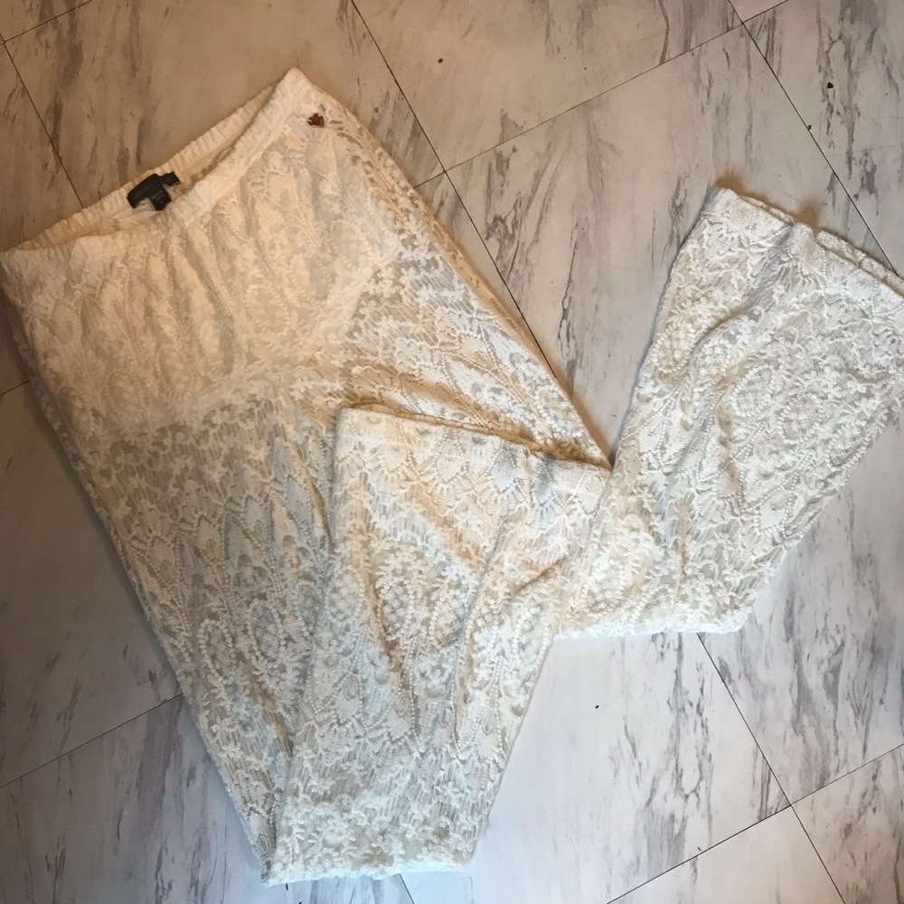 Kendall & Kylie White Lace Bell Bottoms
